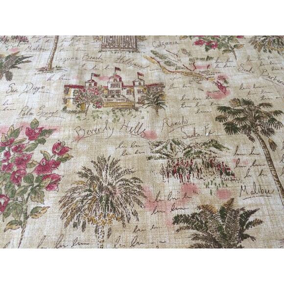 Retired Waverly Sunset Boulevard Fabric 1.8 + Yards CA Landmarks Tea Stained Tan - Picture 5 of 10